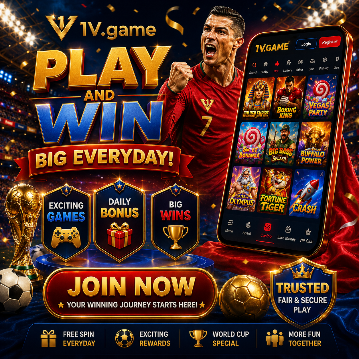 royal play and win mobile app poster